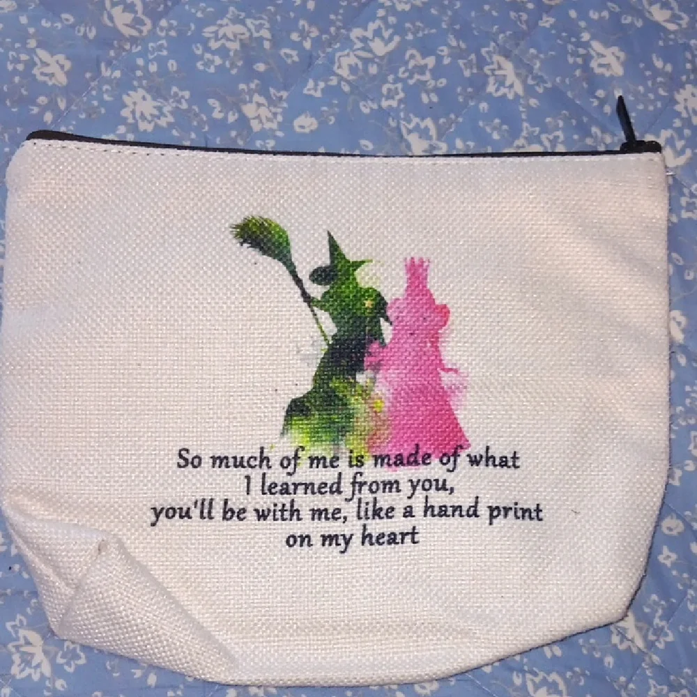 Wicked Witch Elphaba & Glinda Good Witch Canvas Zippered Pouch New! - Picture 2 of 2